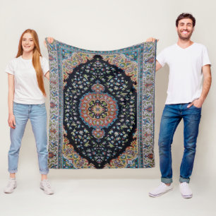Couverture Polaire Tapis Kilim Ancien Oriental Bleu Beau