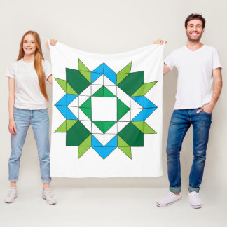 Couverture Polaire Tapisserie géométrique en mosaique en bleu et vert
