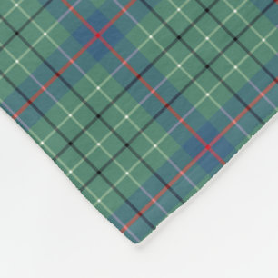 Couverture Polaire Tartan antique vert clair et bleu de clan de