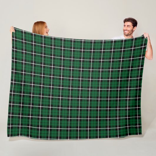 Couverture Polaire Tartan blanc de pied de noir vert de plaid de (En situation)