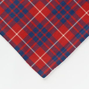 Couverture Polaire Tartan bleu de clan de Hamilton et rouge lumineux