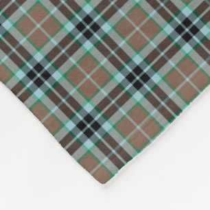 Couverture Polaire Tartan brun clair et bleu de clan de Thompson de