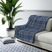 Couverture Polaire Tartan Clan Thompson Plaid Blue Grey Check
