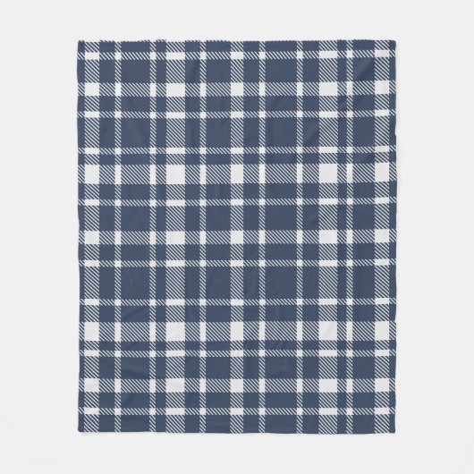 Couverture Polaire Tartan classique Motif-Dark Navy & Blanc (Devant)