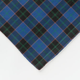 Couverture Polaire Tartan de bleu royal et de noir de clan de Hume