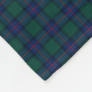 Couverture Polaire Tartan de bleu royal et de vert de clan de Shaw
