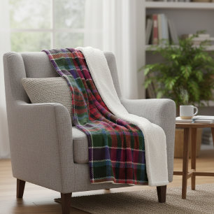 Couverture Polaire Tartan des Highlands Cosy - Tartan Rouge et Vert R