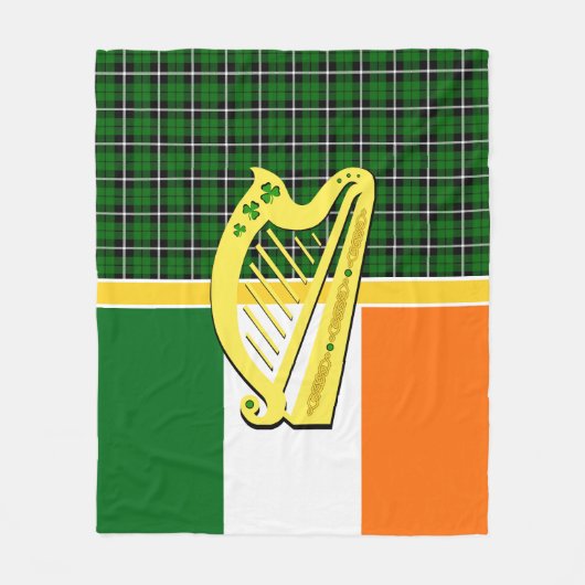 Couverture Polaire Tartan d'Irlande, drapeau d'Irlande, shamrock de l (Devant)
