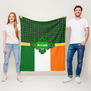 Couverture Polaire Tartan d'Irlande, drapeau, shamrock de design celt