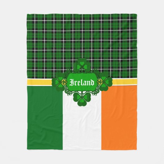 Couverture Polaire Tartan d'Irlande, drapeau, shamrock de design celt (Devant)