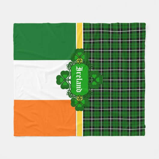 Couverture Polaire Tartan d'Irlande, drapeau, shamrock de design celt (Devant (Horizontal))