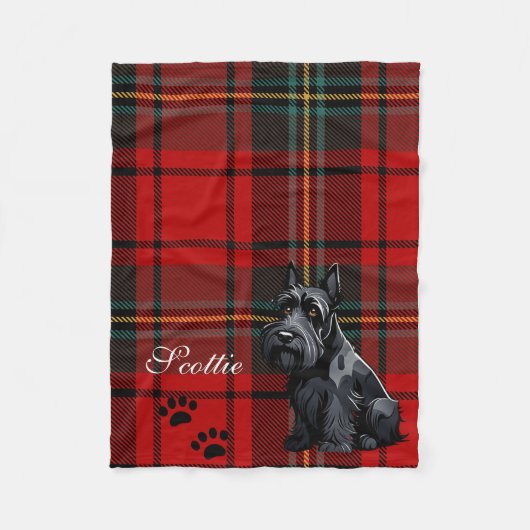 Couverture Polaire Tartan écossais Terrier (Scotty). Modifiable (Devant)