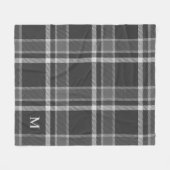 Couverture Polaire Tartan gris de charbon foncé plaqué avec Monogramm (Devant (Horizontal))