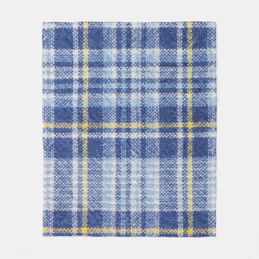 Couverture Polaire Tartan jaune bleu : Plaid tendance (Devant)