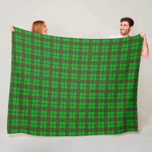Couverture Polaire Tartan jaune vert (En situation)