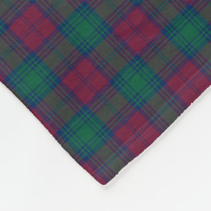 Couverture Polaire Tartan marron et vert de clan de Lindsay