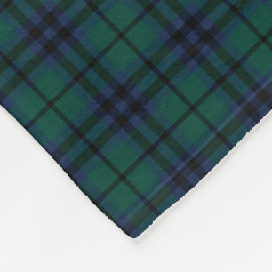Couverture Polaire Tartan moderne bleu-foncé et vert de clan de Keit