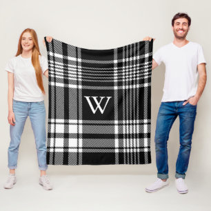 Couverture Polaire Tartan noir et blanc