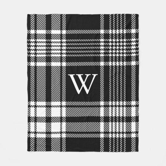 Couverture Polaire Tartan noir et blanc (Devant)