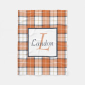 Couverture Polaire Tartan orange, bleu et blanc (Devant)