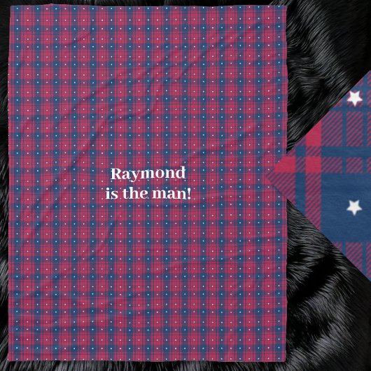 Couverture Polaire Tartan - Patriotique - Bleu Rouge Étoiles Blanches