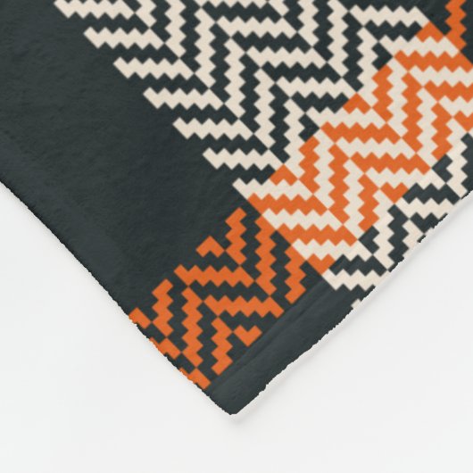 Couverture Polaire Tartan plaid automne motif en noir, orange, bleu (Coin)