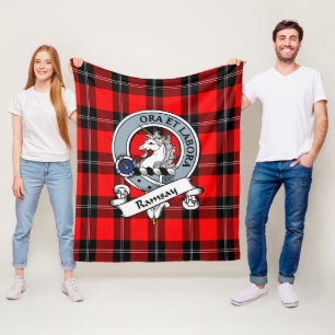 Couverture Polaire Tartan Plaid Badge Moderne du Clan Ramsay