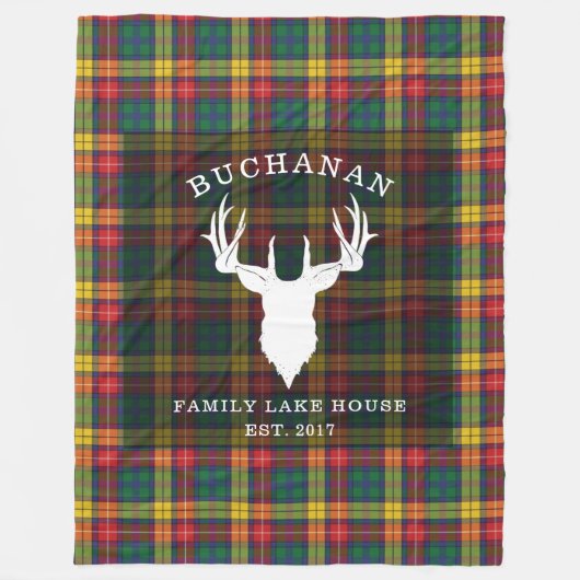 Couverture Polaire Tartan Plaid Clan Buchanan Nom de famille Lake Hou (Devant)