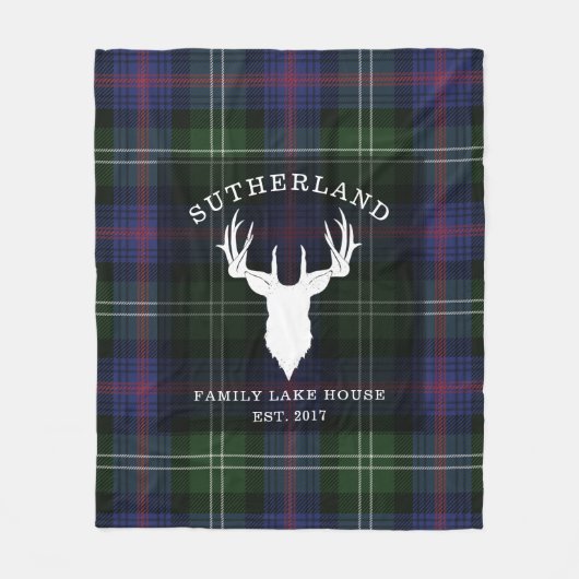 Couverture Polaire Tartan Plaid Clan Sutherland Family Lake House (Devant)