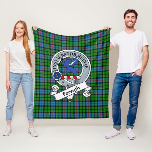 Couverture Polaire Tartan Plaid du Clan Forsyth (En situation)