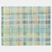 Couverture Polaire Tartan plaid moderne pastel jaune bleu gris vert (Devant (Horizontal))