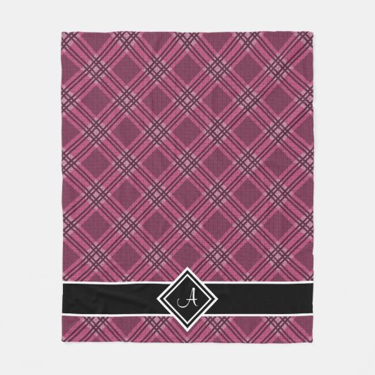 Couverture Polaire Tartan rose de monogramme (Devant)