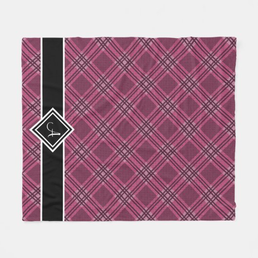 Couverture Polaire Tartan rose de monogramme (Devant (Horizontal))