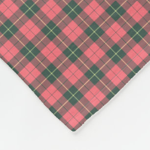 Couverture Polaire Tartan rose et vert de clan de Wallace de