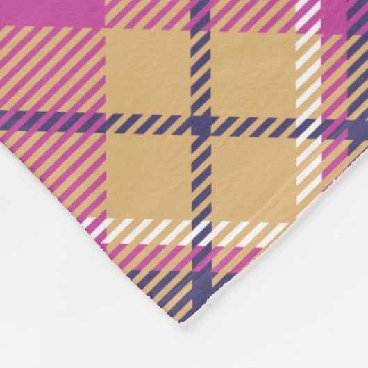 Couverture Polaire Tartan rose, or et bleu (Coin)