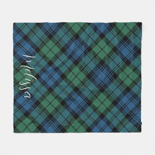 Couverture Polaire Tartan rustique bleu vert Campbell Tartan (Devant (Horizontal))