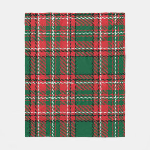 Couverture Polaire Tartan traditionnel : motif plaid rouge-vert.