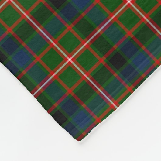 Couverture Polaire Tartan vert, bleu, et rouge de clan de Reid (Coin)