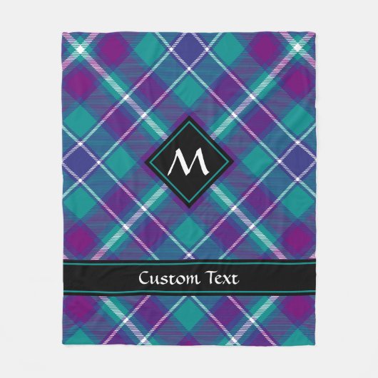 Couverture Polaire Tartan vert de mer, violet et bleu (Devant)
