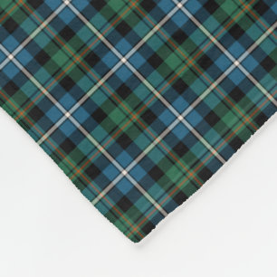Couverture Polaire Tartan vert et bleu de clan de MacRae de chasse
