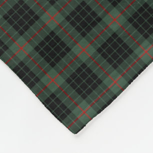 Couverture Polaire Tartan vert-foncé et noir de clan de Gunn