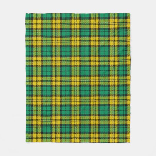 Couverture Polaire Tartan vert Jaune Plaid Design Motif (Devant)
