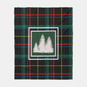 Couverture Polaire Tartan vert Plaid & Pine Blanc Silhouette (Devant)