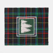 Couverture Polaire Tartan vert Plaid & Pine Blanc Silhouette (Devant (Horizontal))