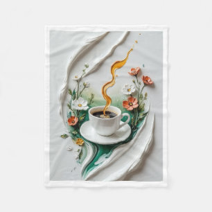 Couverture Polaire Tasse à café et plaid à motif floral