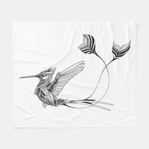 Couverture Polaire Tatouage d'oiseau de Psychedlic