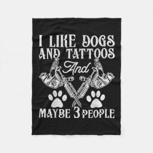 Couverture Polaire Tatouage Et Amoureux de les chiens Encre Drôle Add