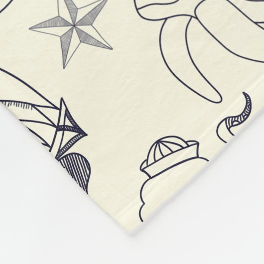 Couverture Polaire Tatouages Nautiques Ancien Voilier Motivés (Coin)