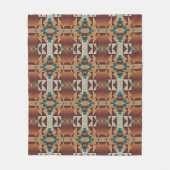 Couverture Polaire Taupe Beige Brown Turquoise Bleu Vert Tribal Art (Devant)