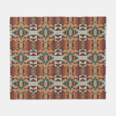 Couverture Polaire Taupe Beige Brown Turquoise Bleu Vert Tribal Art (Devant (Horizontal))